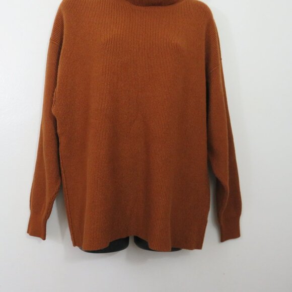Free People size Small Knit Turtleneck Tunic Sweater Brown Pullover Relaxed - Picture 3 of 6